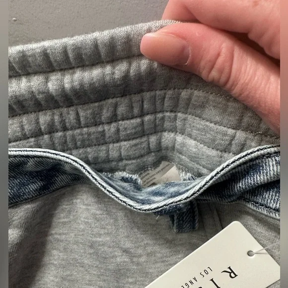 Risen Los Angelas Heather Gray Sweatpants with Denim Trim NWT (see description) - Picture 8 of 8